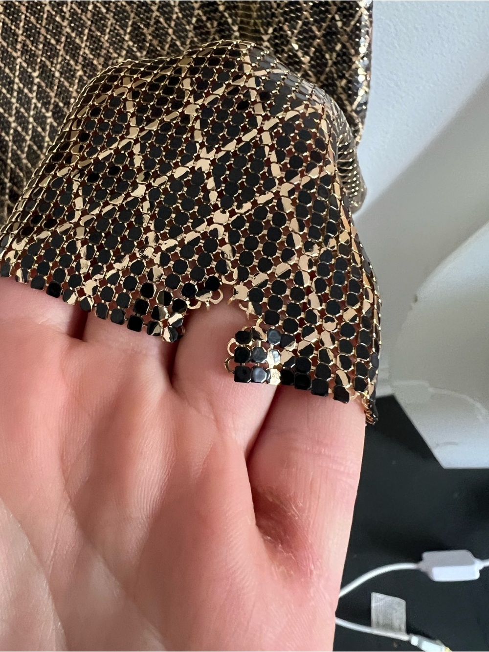 Alice + Olivia Gold and Black Metallic Chainmail Mini Dress, size 2 - Picture 5 of 8